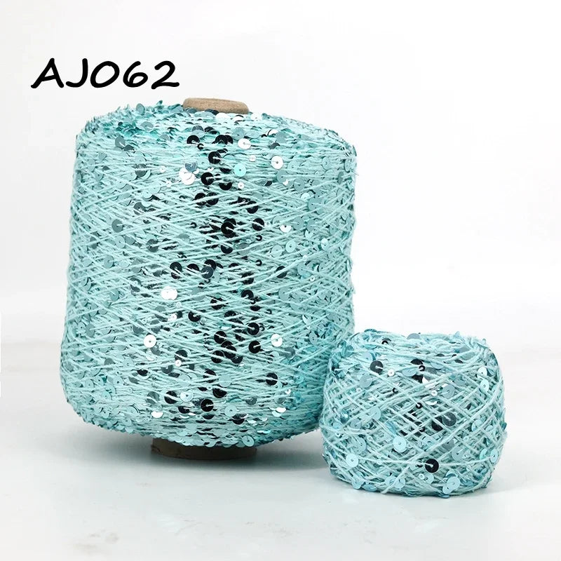 Cooamuu-Hilo de lentejuelas de algodón de lujo, hilo para tejer a mano, 500G/bobina, 3MM + 6MM, accesorios de lentejuelas