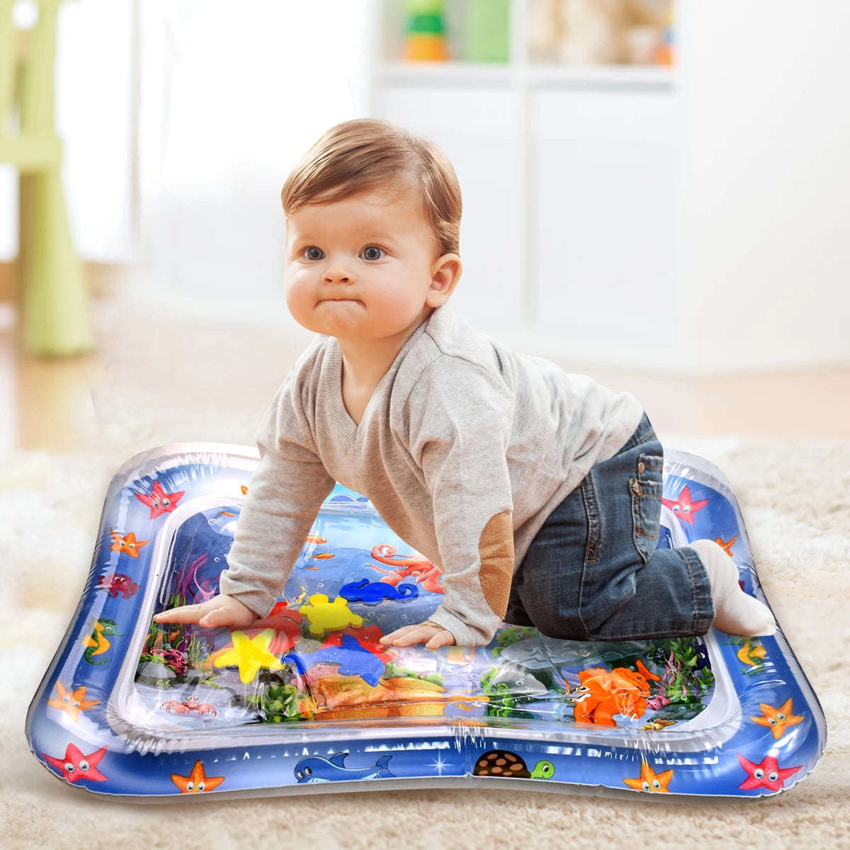 Juguetes para bebés, estera de juego de agua para el tiempo de la barriga, cojín inflable, educación temprana, estera de juego de agua para bebés y niños pequeños