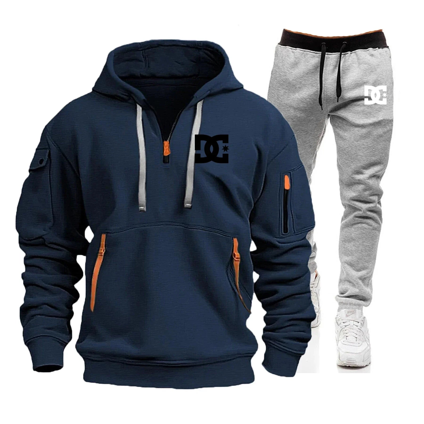 2025 Nuevo conjunto informal de otoño e invierno para hombre, sudadera con capucha y pantalones para correr para hombre al aire libre a la moda, conjunto de 2 piezas
