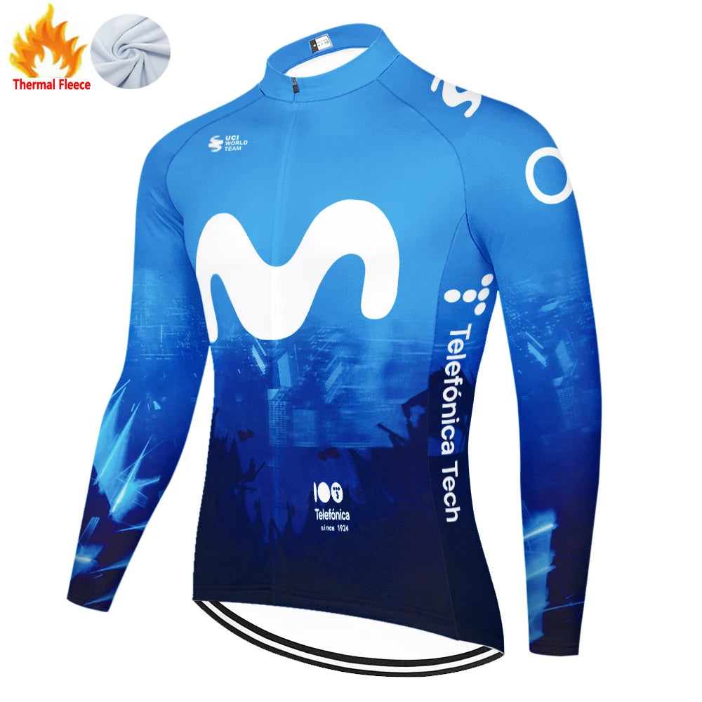 Nuevo invierno Movistar ciclismo jersey 2026 protear hombres manga larga bicicleta invierno maillot cyclisme homme