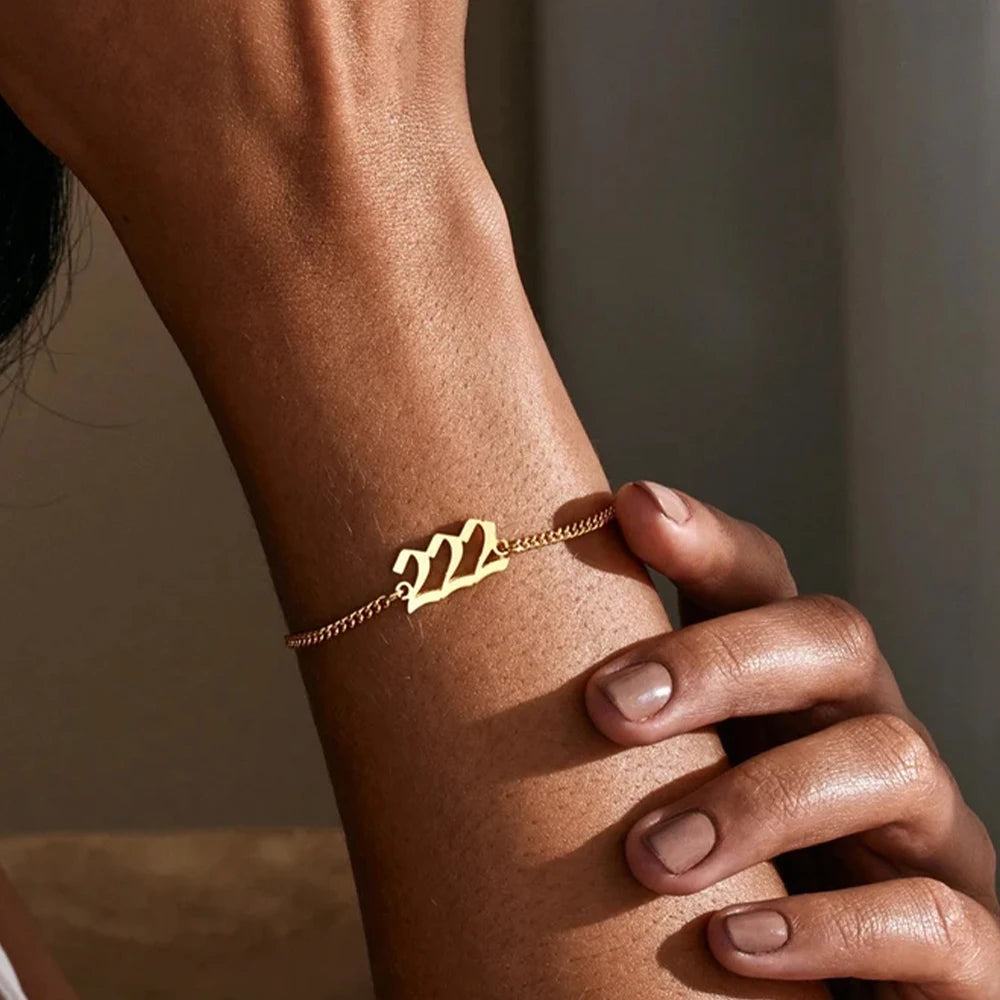 EManco-pulsera personalizada con número de Ángel 333 222 para mujer, pulseras de diablo de acero inoxidable, brazalete, joyería estética, pareja y amiga