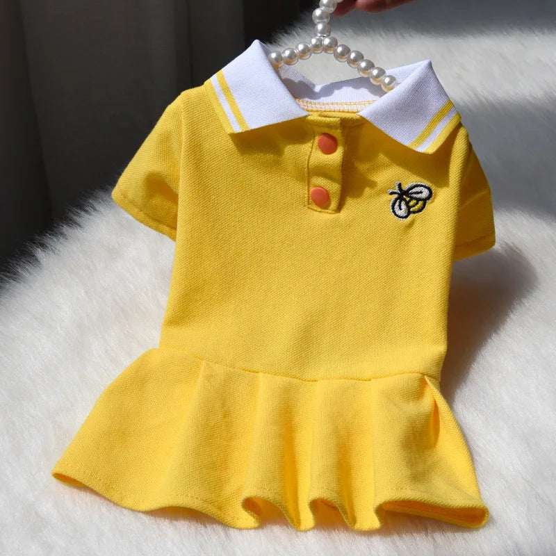Lindos vestidos polo para perros pequeños y niñas, falda para cachorros con dobladillo plisado, disfraz de verano, ropa para perros de primavera y verano, ropa para mascotas