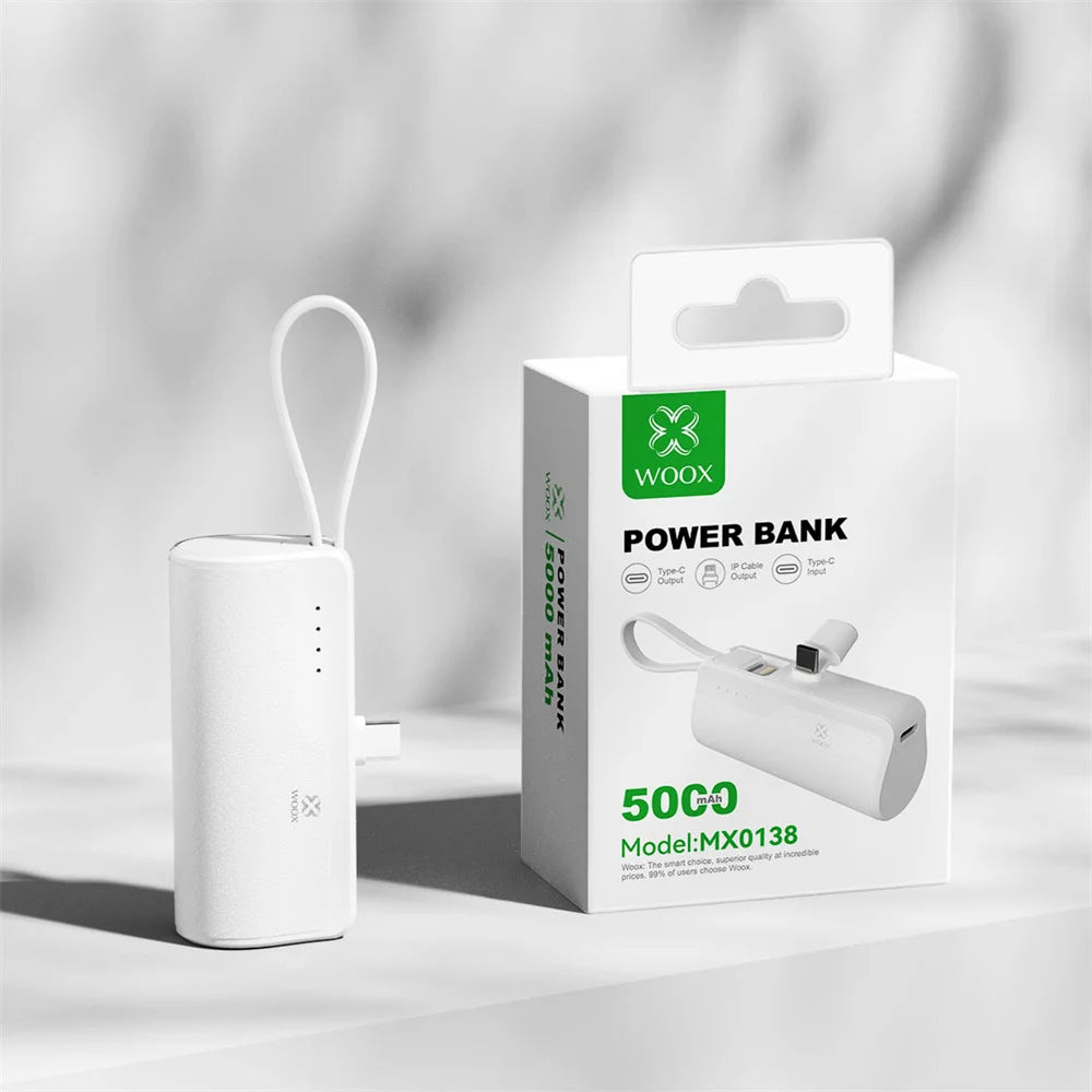 Mini batería externa de 5400 mAh con 2 salidas de carga tipo C para iPhone 15, 16, Huawei y Android, con pantalla de estado