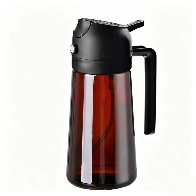 Dispensador y Rociador de Aceite de Vidrio 2 en 1, 16oz/470ml, Antiderrames, para Cocina, Freidora de Aire, Barbacoa, Repostería, Ensaladas - Botella Rociadora de Aceite de Oliva