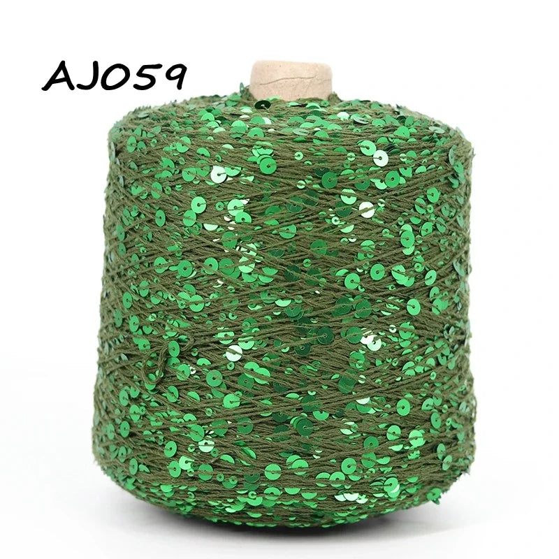 Cooamuu-Hilo de lentejuelas de algodón de lujo, hilo para tejer a mano, 500G/bobina, 3MM + 6MM, accesorios de lentejuelas