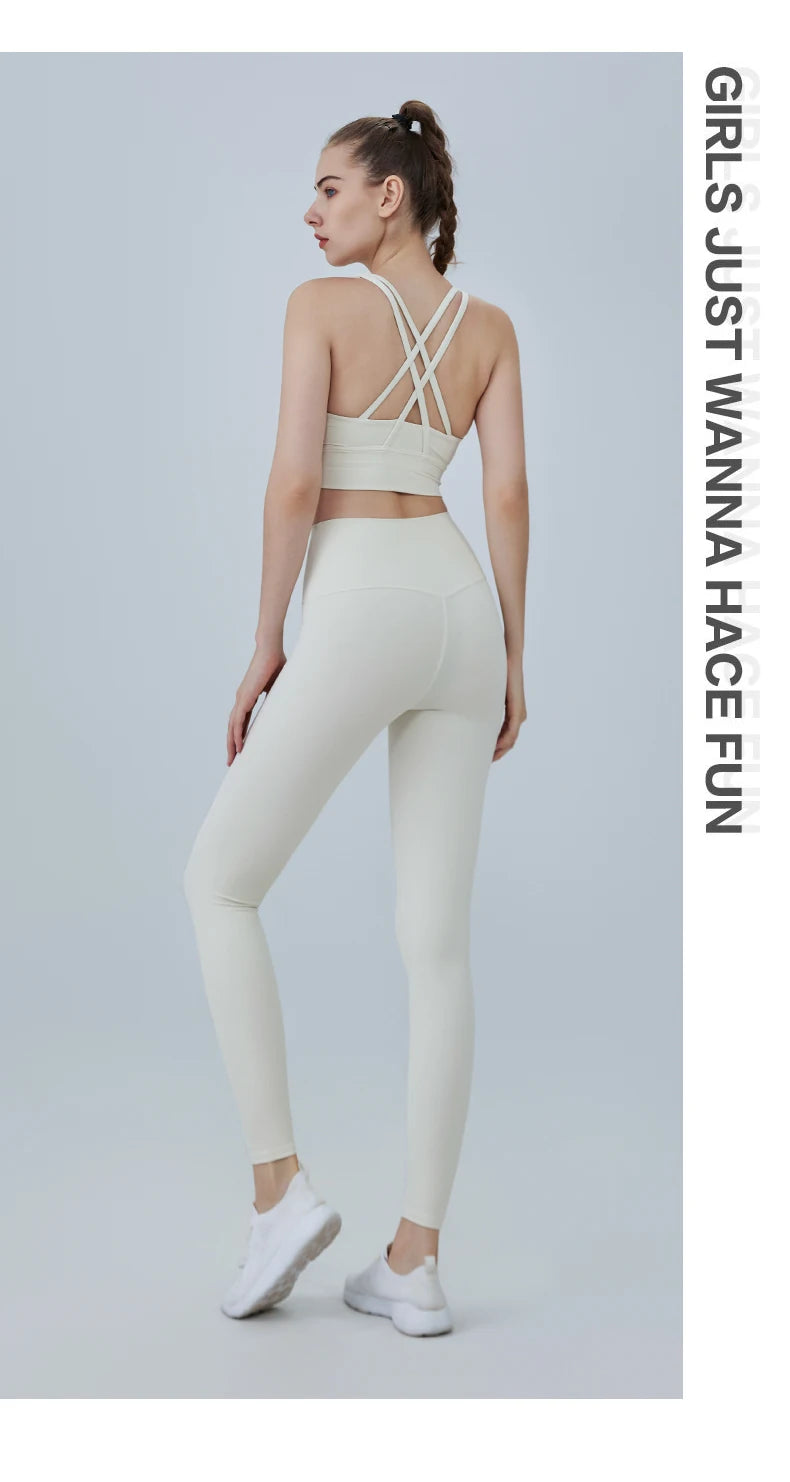 Ropa de Yoga de 2 piezas, chándal para mujer, ropa atlética, traje de Fitness para Pilates, entrenamiento de gimnasio, ropa de realce, Sujetador deportivo, traje de mallas