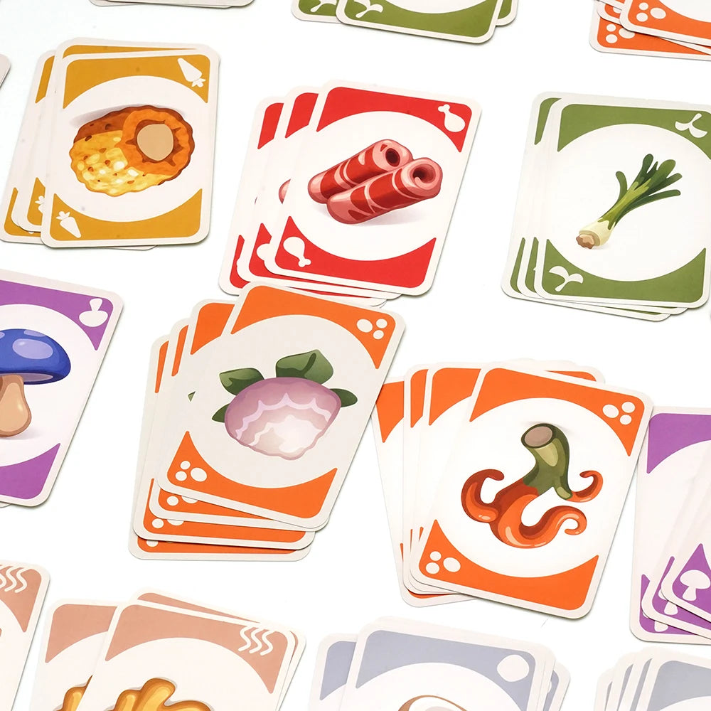 Juego de cartas estilo Hotpot de Palia, juego de colección para fiestas, juego de estrategia y emparejamiento, crea tres conjuntos de tres cartas, divertido.