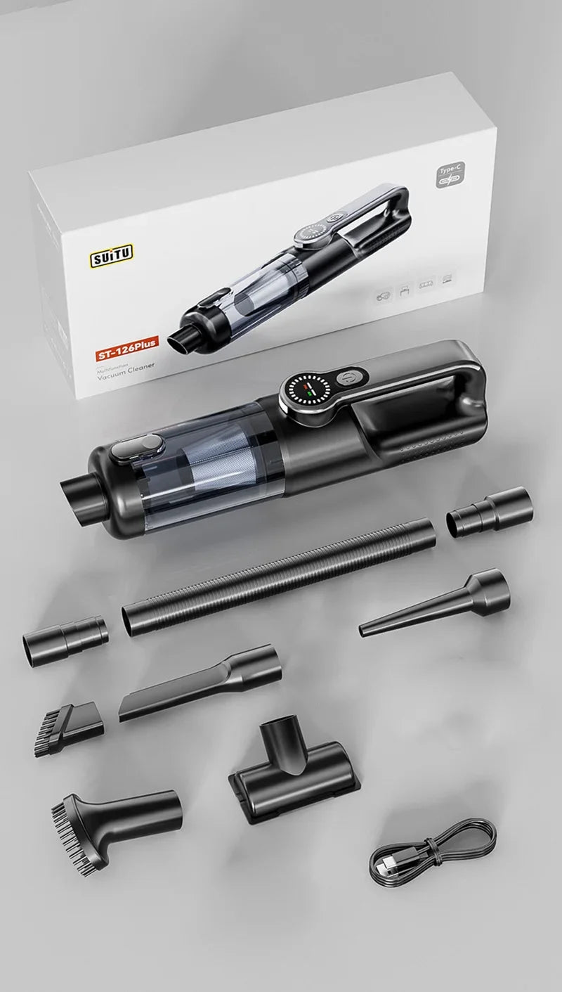 Aspiradora de Mano Inalámbrica 5 en 1, Succión Ciclónica Potente, Mini Aspiradora Inalámbrica Portátil para Limpieza de Automóviles, Hogar y Teclados