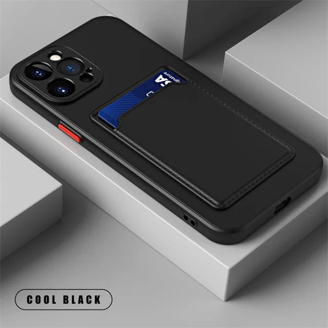 Funda tipo billetera de silicona suave de lujo para iPhone 17 Air 16 15 14 11 13 12 Pro Max Plus, Funda protectora trasera con ranura para tarjetero