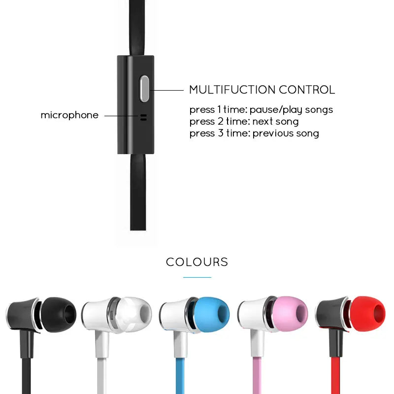 Auriculares Extra Bass con cable, auriculares de 3,5mm con micrófono, estilo fideos, auriculares deportivosки para Samsung