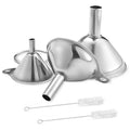 Juego de embudos de acero inoxidable, embudos metálicos de calidad alimentaria con cepillo de limpieza para llenar botellas, herramienta de filtro de aceite y líquido de cocina, 3 uds.