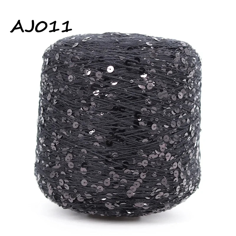 Cooamuu-Hilo de lentejuelas de algodón de lujo, hilo para tejer a mano, 500G/bobina, 3MM + 6MM, accesorios de lentejuelas