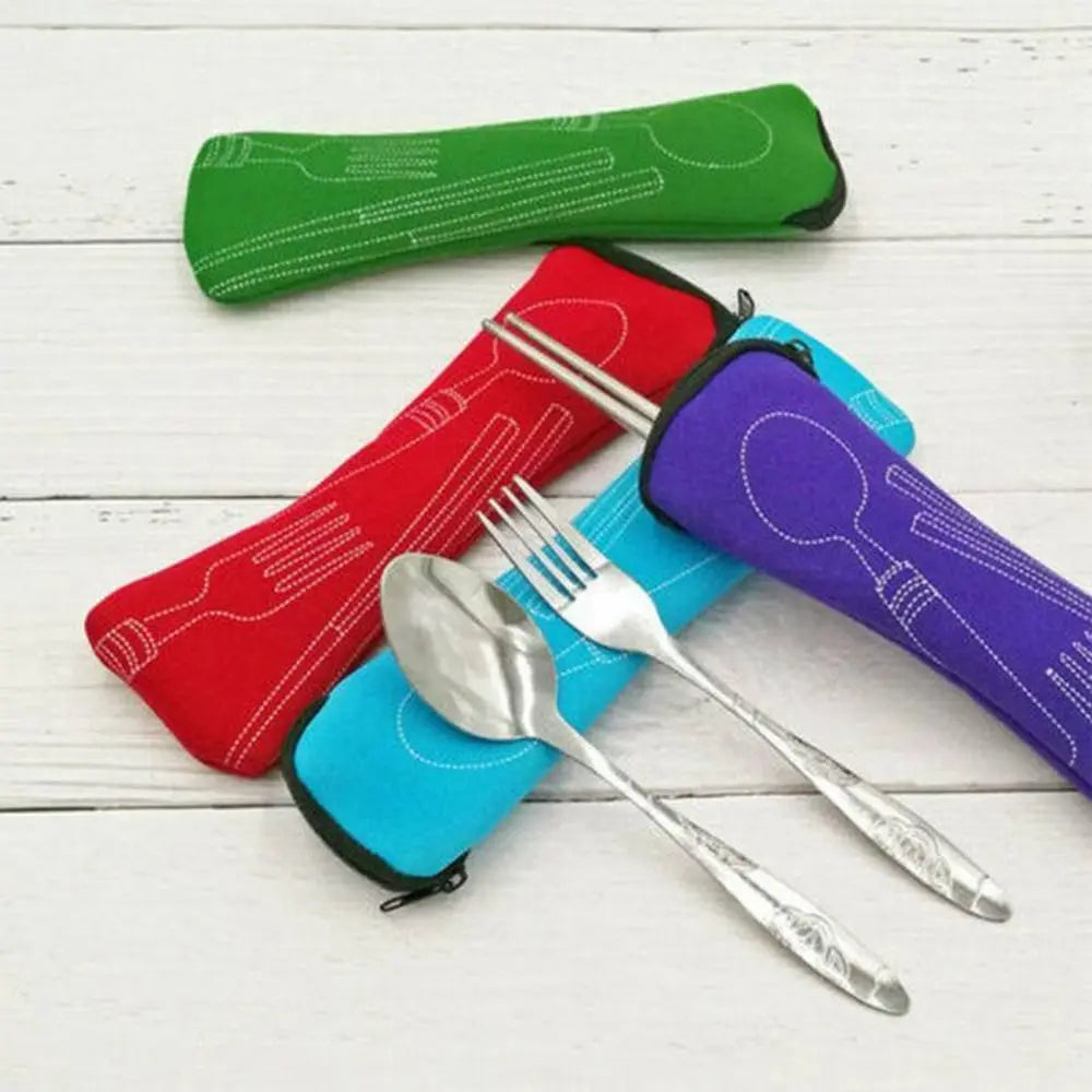 Bolsa de vajilla de embalaje de viaje, alta calidad, portátil, sin vajilla, bolsas para cubiertos, Picnic, tenedor, cuchara, estuche para vajilla