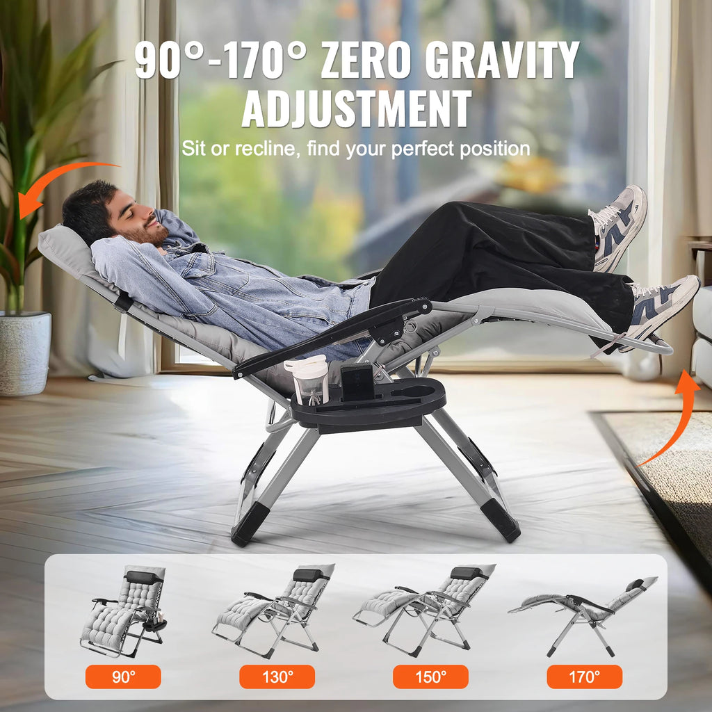 SucceBuy Silla de gravedad cero, sillón reclinable de gravedad cero, silla antigravedad ajustable con cojín, reposapiés y portavasos