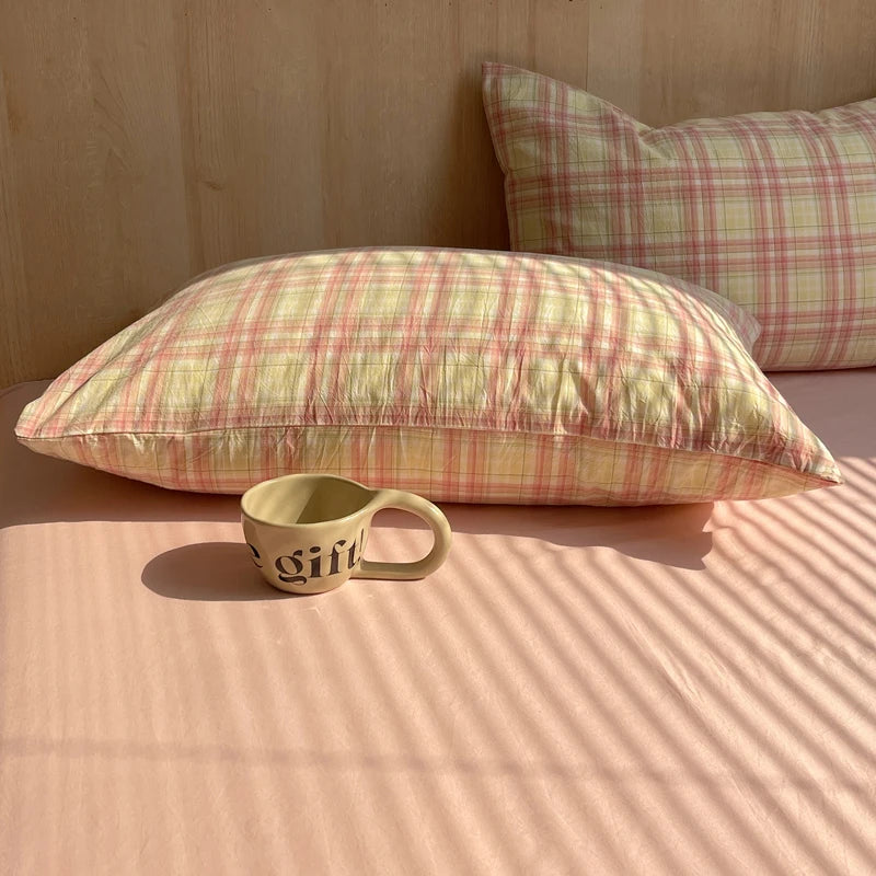 Juego de cama suave de algodón 100%, funda nórdica con estampado de rayas y funda de almohada, ropa de cama, colcha, fundas de almohada, juegos de edredón