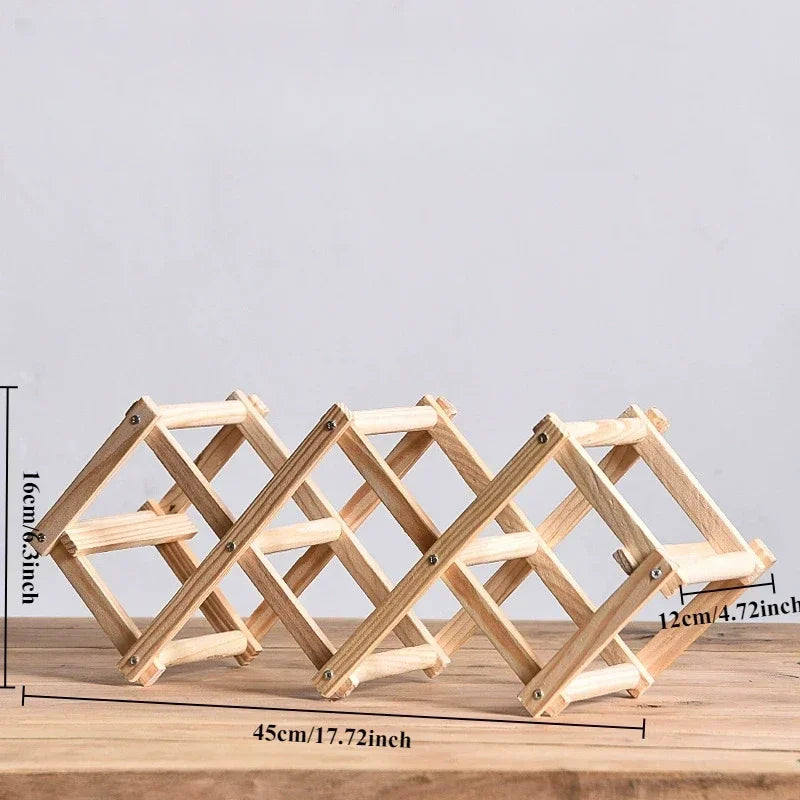 Estante de Madera Plegable para Almacenamiento de Vino, para 3-10 Botellas, Fácil de Montar, Apilable, para Organización del Hogar, Bar, Cocina o Bodega