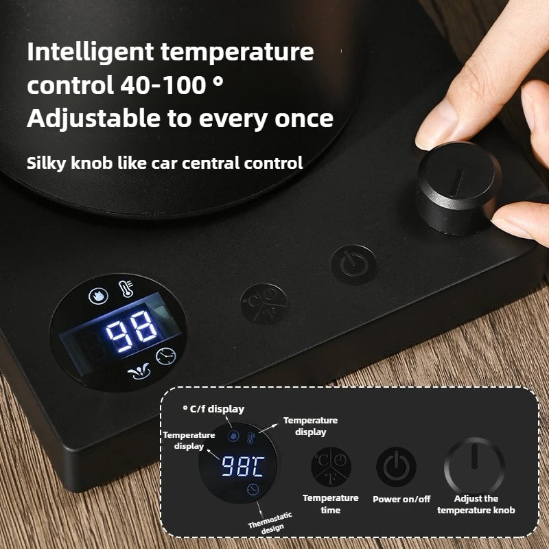 Hervidor Eléctrico Inteligente de 1L con Control de Temperatura, Acero Inoxidable 304, 1000W, Calentamiento Rápido para Café y Té