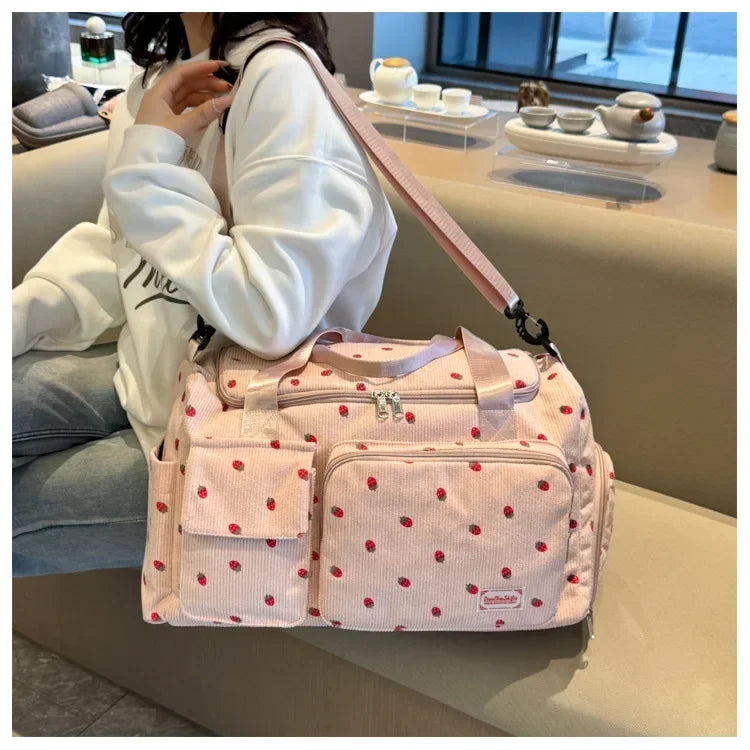Bolsa de viaje de pana, bolsa de viaje de gran capacidad con compartimento para zapatos, bolsas deportivas para Fitness para mujer, bolsas de lona