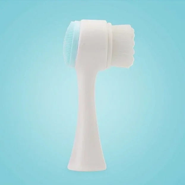 1 cepillo de lavado de cara de silicona de doble cara y cerdas suaves, exfoliación facial, cepillo de limpieza profunda de poros