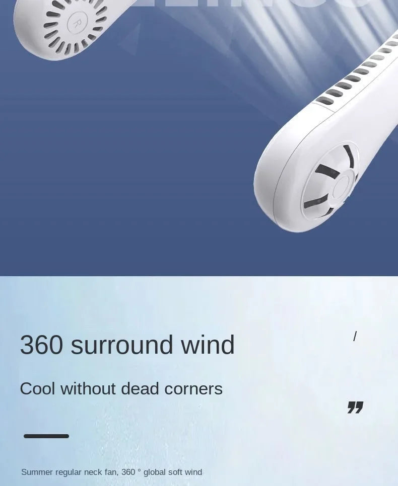 Nuevo Mini Ventilador de Cuello 2026, Portátil, Sin Aspas, Recargable, Enfriador de Aire, 3 Velocidades, Mini Ventilador Deportivo de Verano, Larga Duración para Exteriores