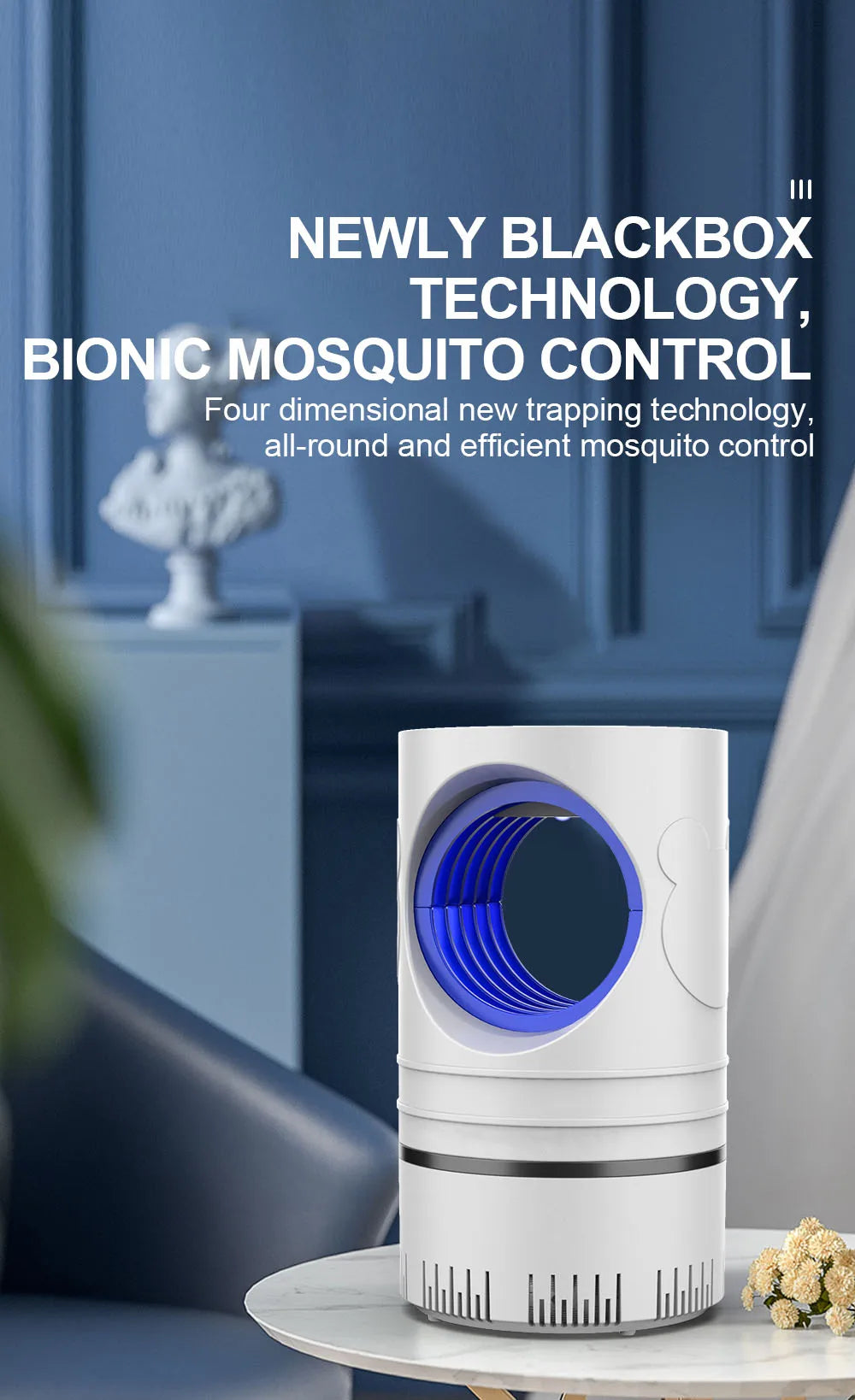 1 unidad de matamoscas eléctrico, trampa de luz LED, lámpara de Control de plagas pequeñas con fuente de alimentación USB y adaptador