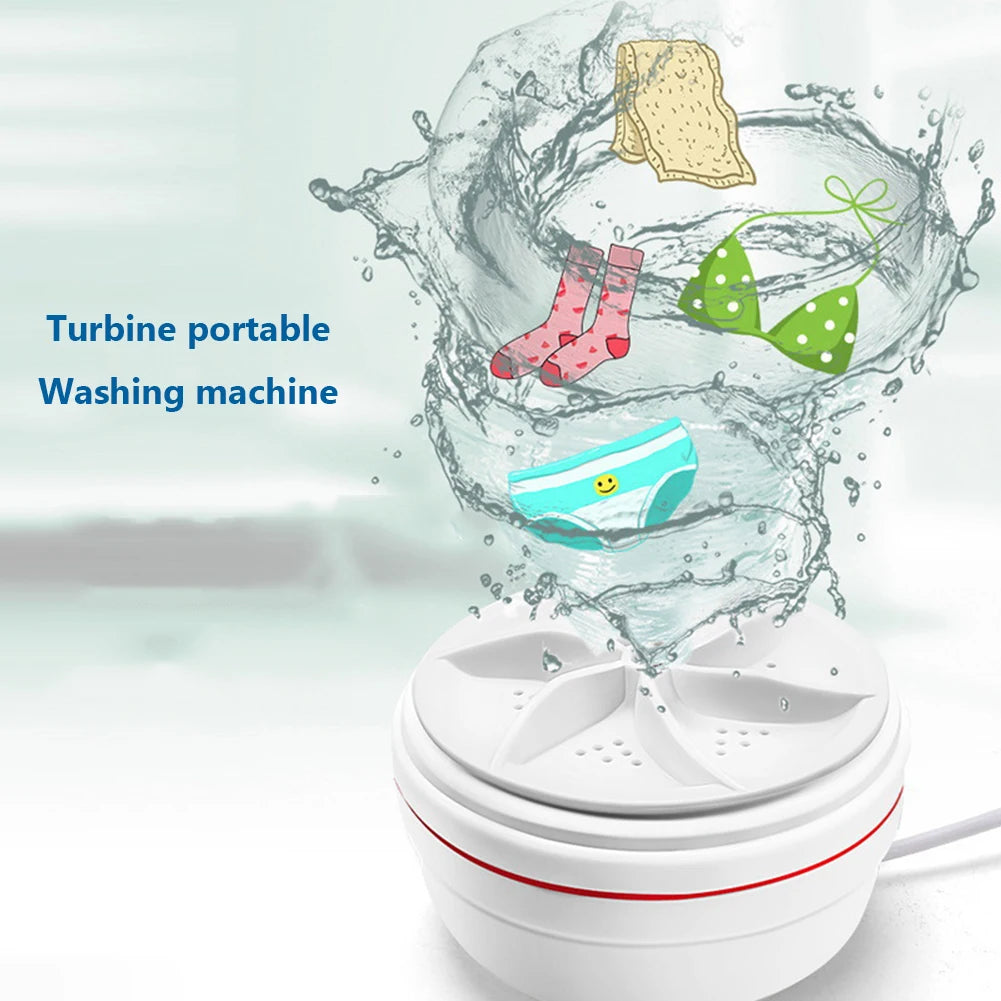 Mini lavadora portátil con alimentación por USB, máquina de lavado Turbo ultrasónica giratoria, Mini lavadora Turbo ultrasónica para viajes en casa