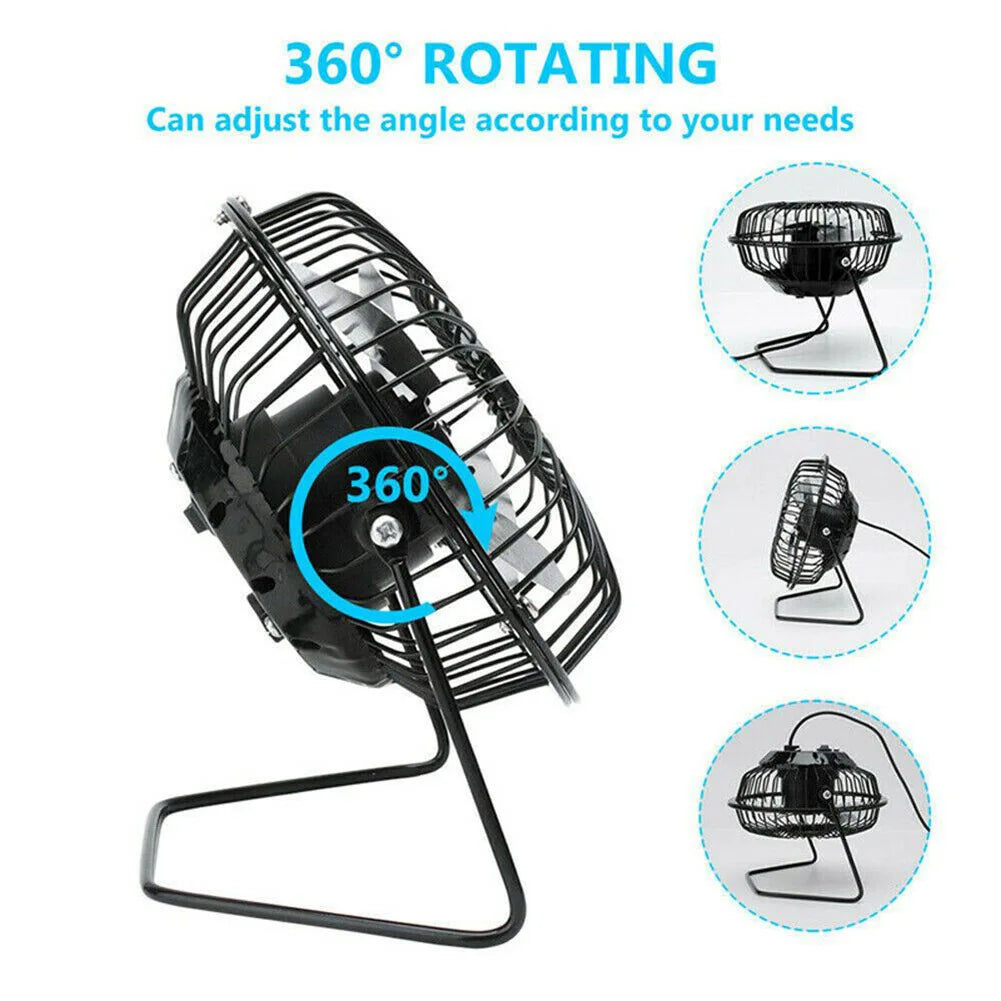 Ventilador de escritorio portátil de 4 pulgadas, ventilador de escritorio para el hogar y la Oficina, Mini ventilador recargable por USB, ventilador giratorio de 360 grados, ventilador USB portátil