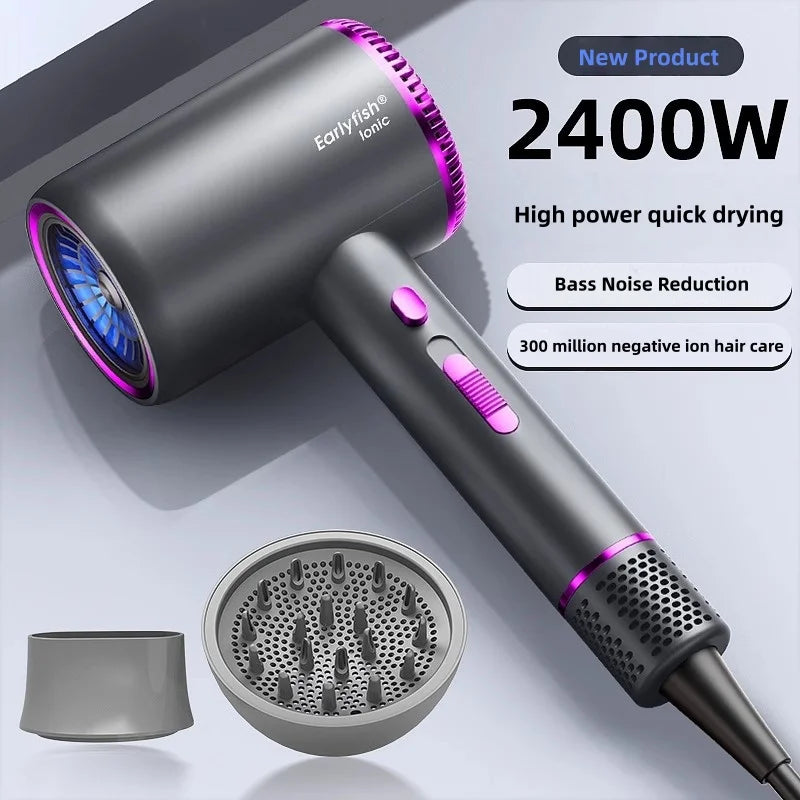 Secador de Pelo de Alta Velocidad de 110000 RPM con Luz Azul 3D de Iones Negativos, Cuidado del Cabello, Silencioso, Difusor para el Hogar y Salón de Belleza, 220V