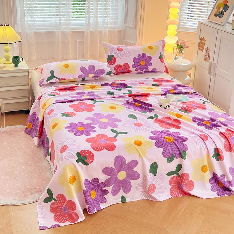 Sábanas Suaves y Agradables al Tacto, Estampadas, para el Hogar, Planas, para Cama King, Queen, Individual, Doble, Transpirables, Duraderas, 1 o 3 Piezas/Juego
