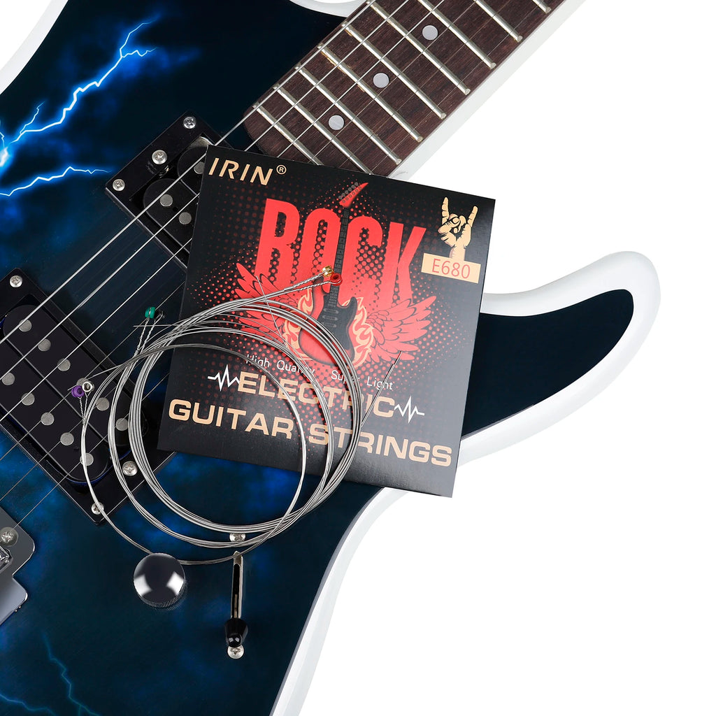 Cuerdas de guitarra eléctrica IRIN E680, 1-6 cuerdas de alambre de acero inoxidable, accesorios para instrumentos musicales de guitarra eléctrica plateada