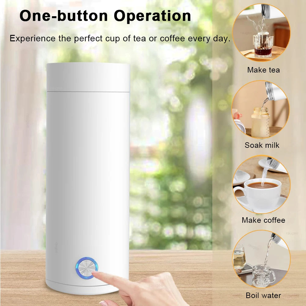 Hervidor eléctrico portátil de viaje, hervidor de té y café de ebullición rápida, Mini calentador de leche para bebé de acero inoxidable 304, hervidores térmicos