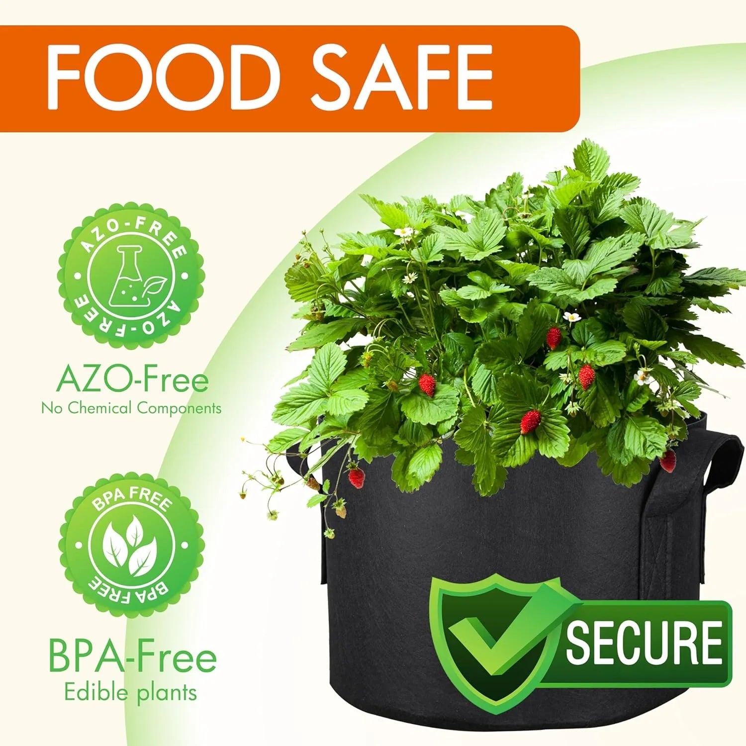 Paquete de 5 Bolsas de Cultivo de Tela + Alfombrillas Antihierbas y Etiquetas Gratis, Macetas de Tela No Tejida para Tomates, Fresas y Vegetales, Macetas de Poda Aérea Tamaños S/M/L/XL/2XL/3XL