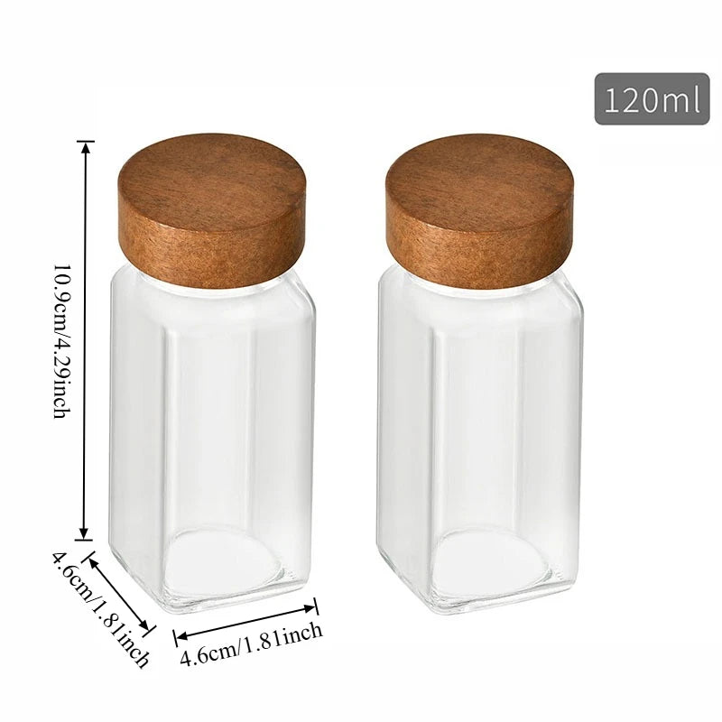 Botella de especias de vidrio para cocina, botella de condimentos para barbacoa con tapa, salero y pimienta, Mini juego de tarros de condimentos