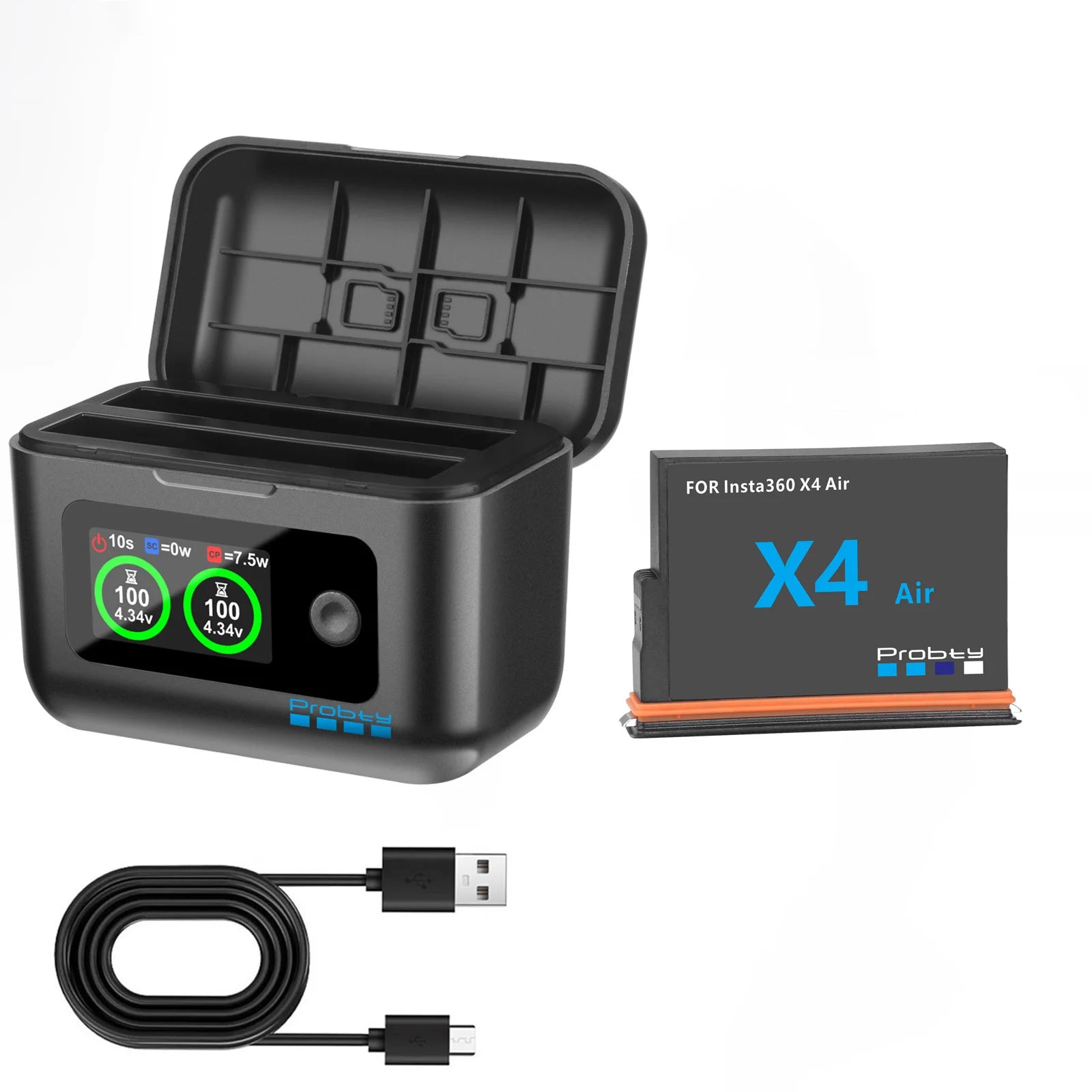 Batería de repuesto de 2100mAh para Insta360 X4 Air / Caja de carga rápida para accesorios de cámara de acción Insta 360 X4 Air