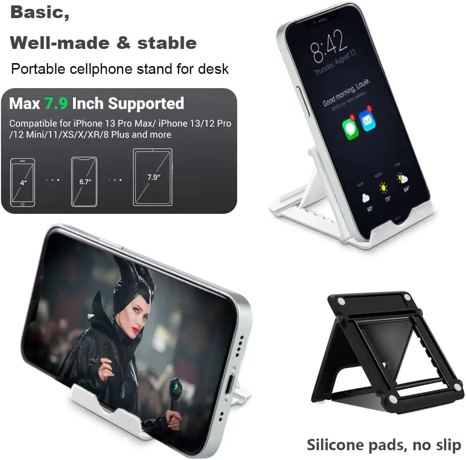 Soporte portátil de escritorio para teléfono móvil, Mini soporte de escritorio Universal, soporte ajustable para todos los teléfonos inteligentes, pantalla de tableta