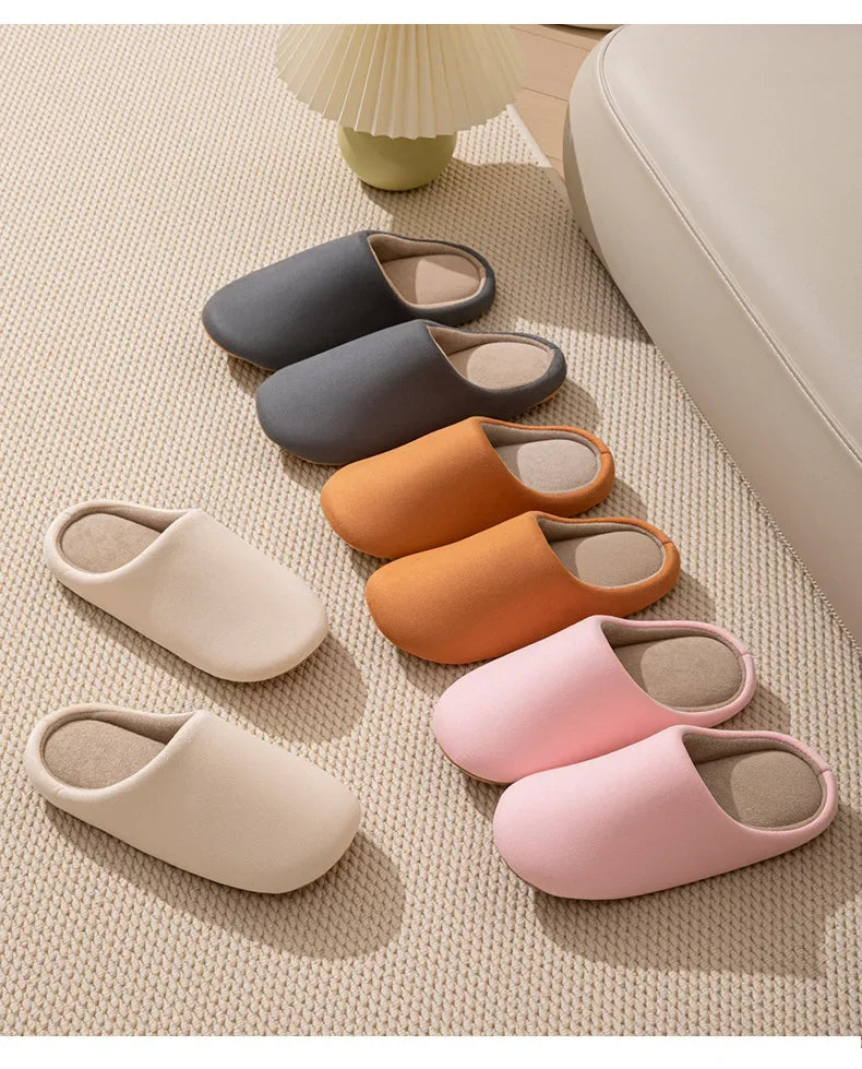 Zapatillas de algodón insonorizadas neutrales, suelas blandas de estilo japonés, zapatillas de invierno antideslizantes para parejas, zapatos para el hogar para suelo interior