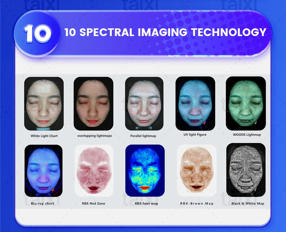 Escáner de piel 3D, analizador facial para el cuidado, máquina de Monitor, espejo mágico, prueba portátil, Detector en inglés, análisis de prueba de cámara facial