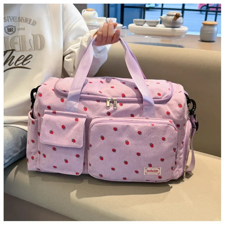 Bolsa de viaje de pana, bolsa de viaje de gran capacidad con compartimento para zapatos, bolsas deportivas para Fitness para mujer, bolsas de lona