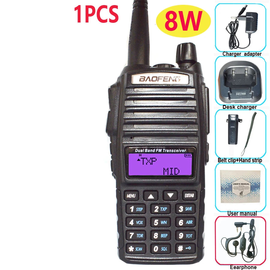 Walkie Talkie profesional UV82 FM Baofeng UV 82 8W estación de Radioaficionado VHF UHF transceptor Radios de caza Amateur Comunicador
