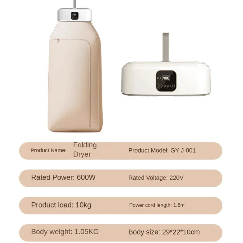 Nuevo Secador de Ropa Portátil Eléctrico, Secador de Ropa Portátil de Secado Rápido, Armario Doméstico con Bolsa de Secado, Accesorios de Invierno