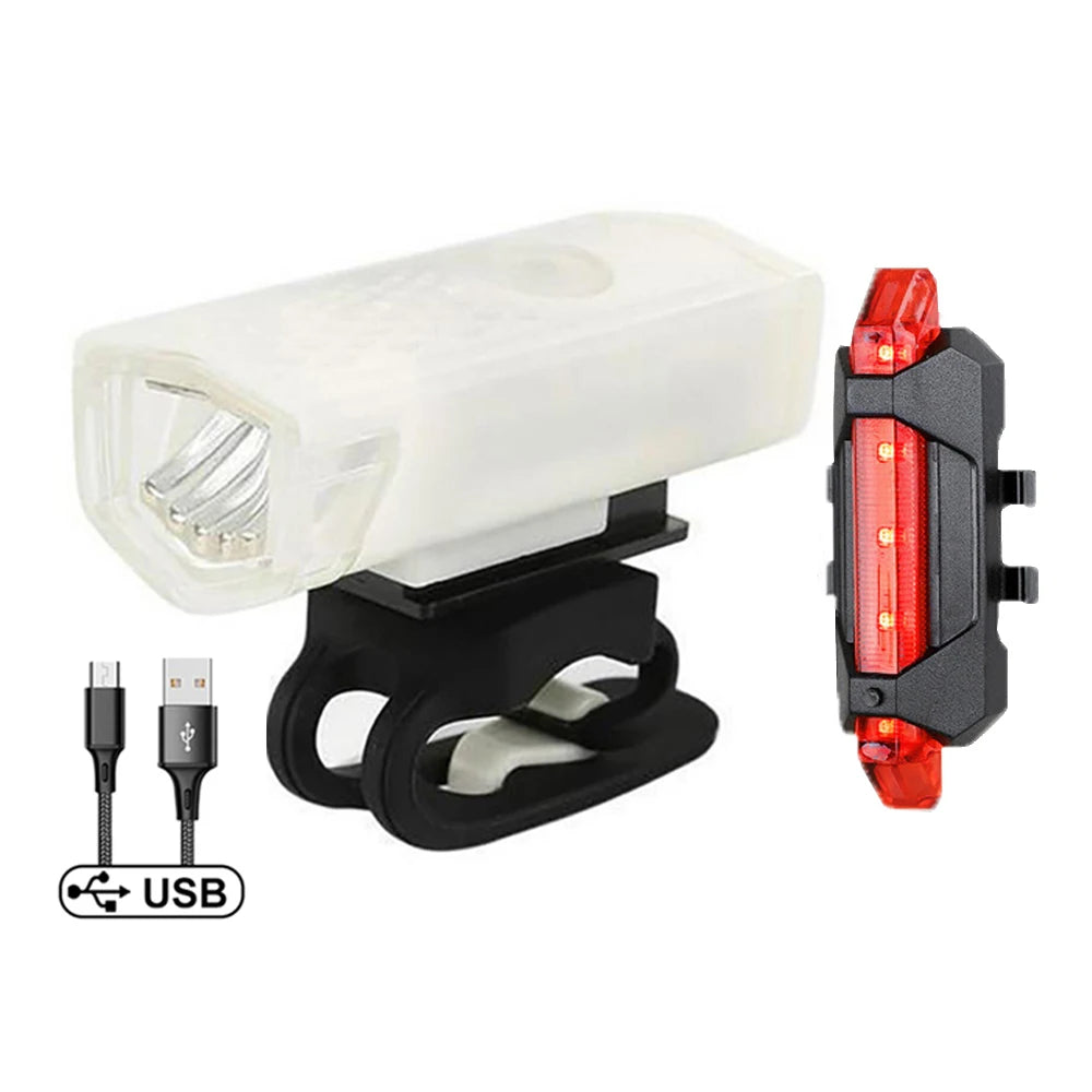 Luz delantera de bicicleta recargable por USB, luz trasera roja, fácil de instalar, 3 modos, accesorios para bicicleta