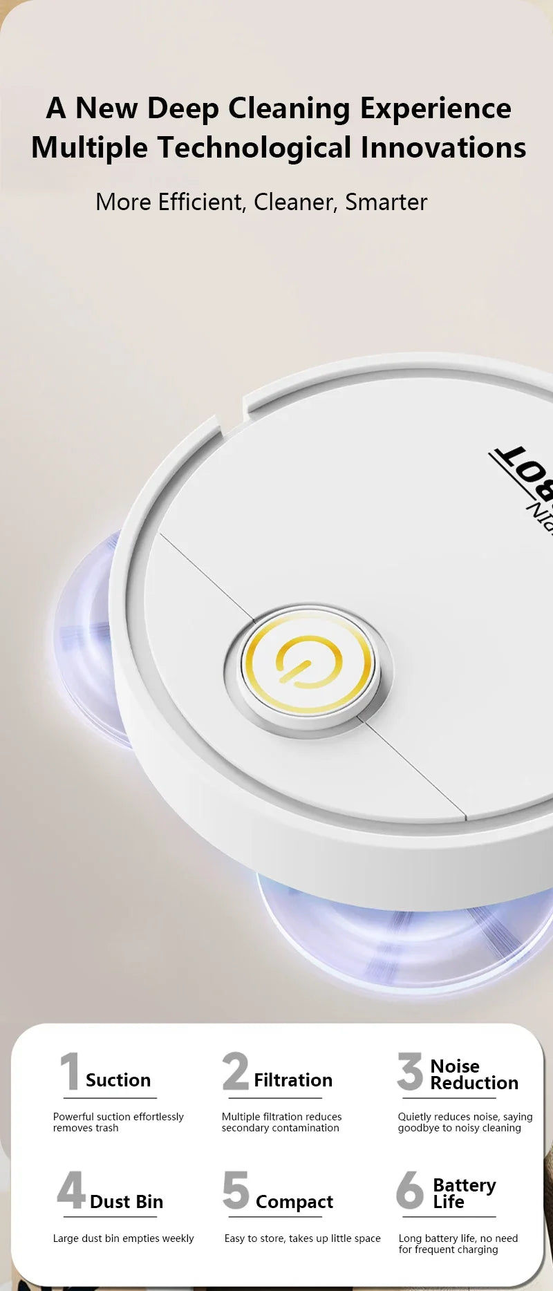 Robot aspirador de barrido inteligente 3 en 1, fregona lavable de succión fuerte de 6000pa para pelo de mascotas, suelo duro, Ideal para el hogar y la cocina