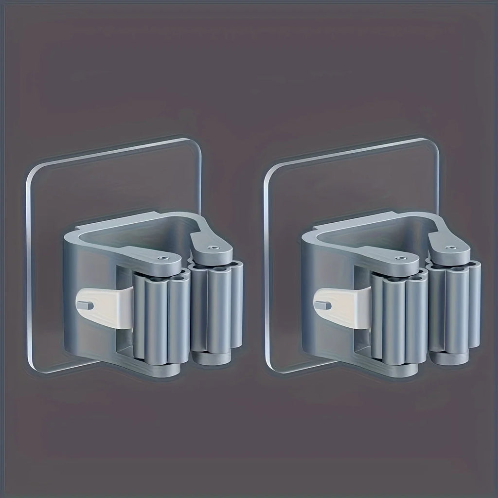 2 Soportes de Almacenamiento para Fregonas, Barra Colgante de Succión para Baño, Soporte de Fregona sin Rastro, Colgador de Escobas Montado en Pared, Soporte de Fregona Resistente al Agua