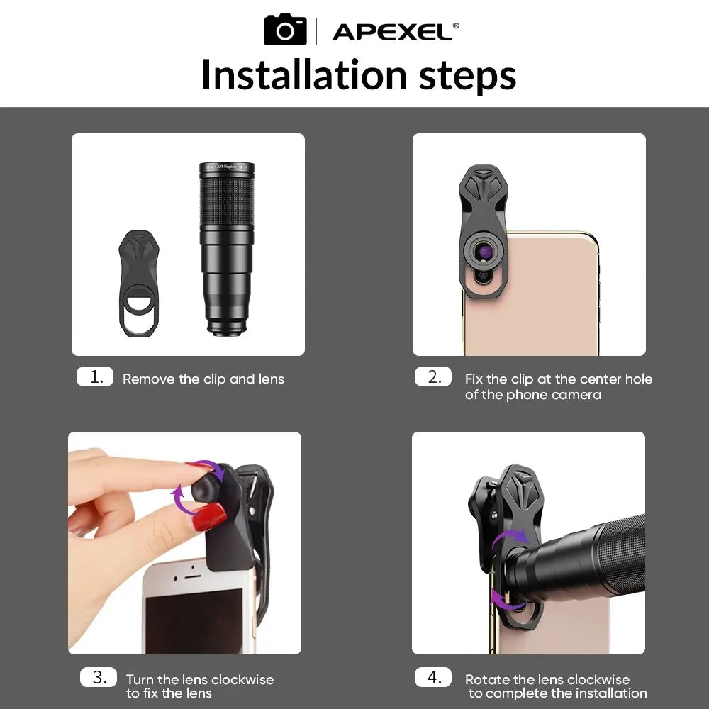 APEXEL-Kit de lentes para teléfono móvil, teleobjetivo 22X, ojo de pez, lente Macro gran angular, filtros de flujo de estrella CPL para todos los teléfonos inteligentes, 10 en 1