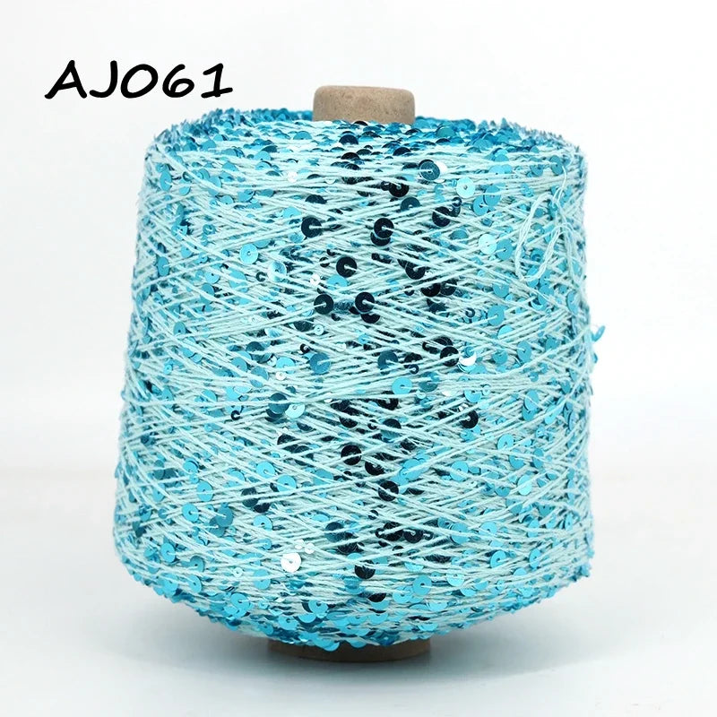 Cooamuu-Hilo de lentejuelas de algodón de lujo, hilo para tejer a mano, 500G/bobina, 3MM + 6MM, accesorios de lentejuelas