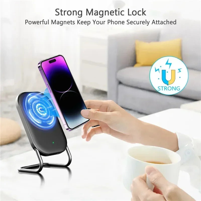 Cargador Inalámbrico Magnético, Soporte de Escritorio Ajustable y Desmontable, Estación de Carga Rápida Compatible con iPhone 17, 16, 15, 14, 13 Series