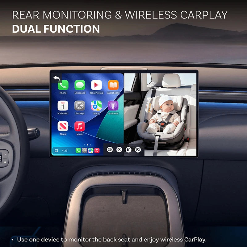 Ottocast Cabin Care Adaptador inalámbrico CarPlay Cámara para coche de bebé 1080P HD 150 °   Monitor de asiento trasero de visión nocturna gran angular para automóvil 98%
