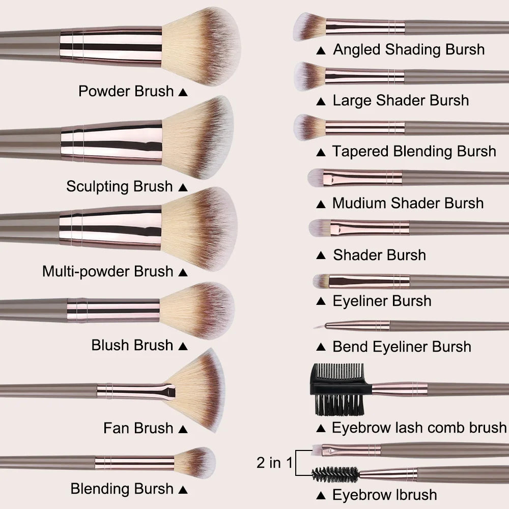 Juego de brochas de maquillaje marrones, herramienta de maquillaje suave portátil, base sintética Premium, correctores, sombras de ojos, maquillaje diario, 1-32 Uds.