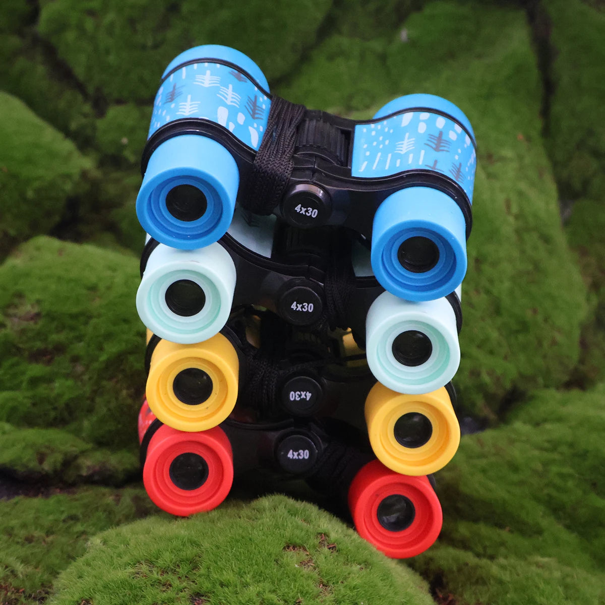 Binoculares 4x30 de plástico para niños, coloridos y ligeros, estilo contemporáneo, ocular compacto óptico