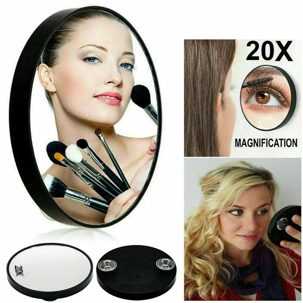 Espejo redondo para maquillaje, herramienta portátil de aumento HD de 10/20/30x, con dos ventosas de plástico, amplifica los poros y elimina el acné
